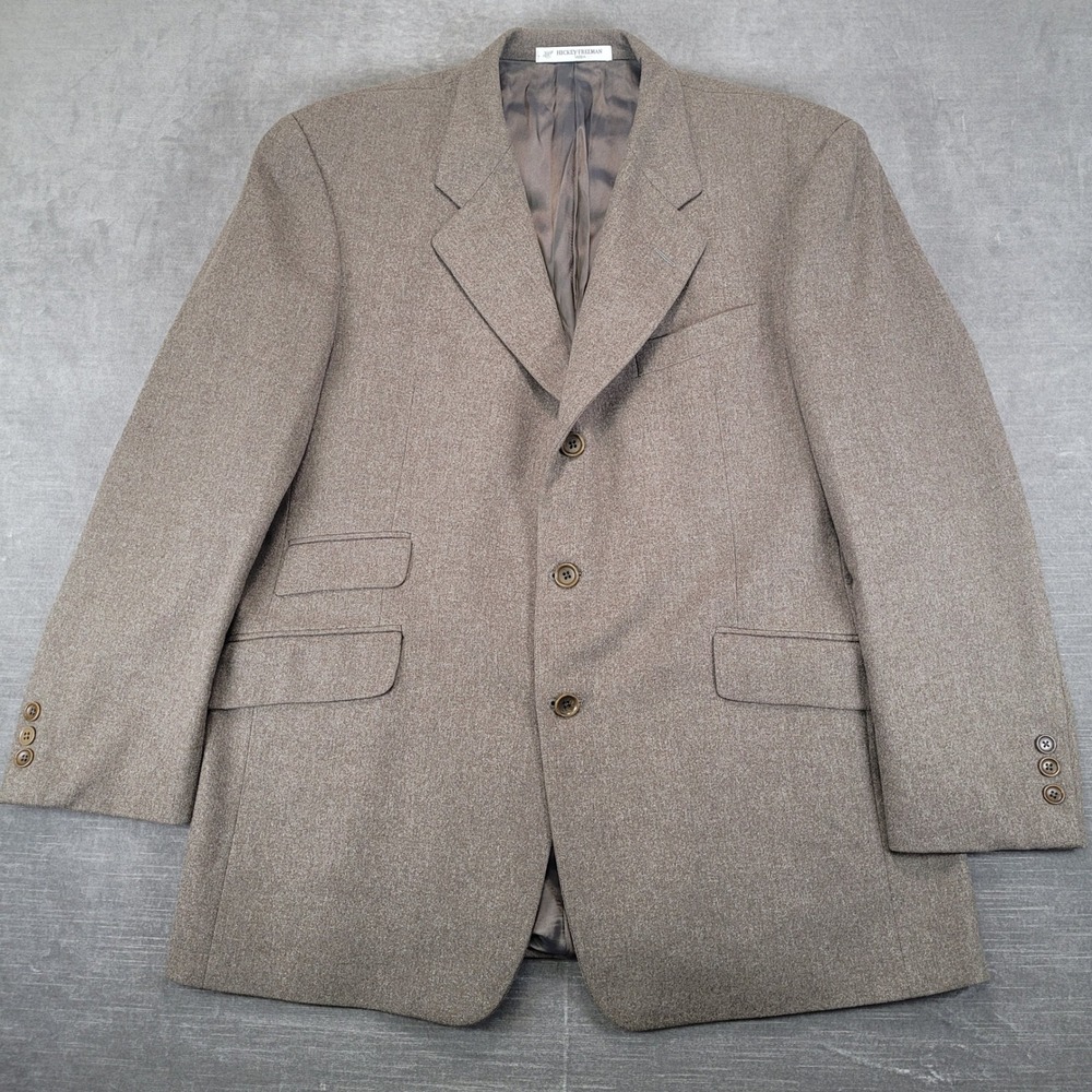 Hickey Freeman Moda Mens Brown 100% Wool 3 Button Blazer Sport Coat 42 Reg